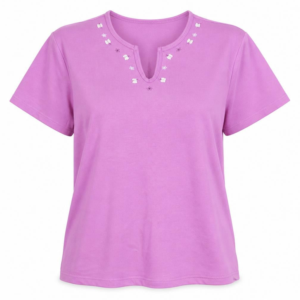 Womens UK Size 22 EWM Purple 100% Cotton T-Shirt