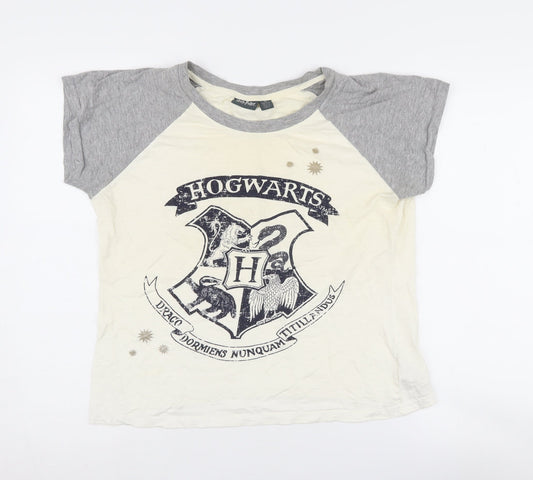 Harry Potter Women's Grey Ivory 10-12 Hogwarts Tee