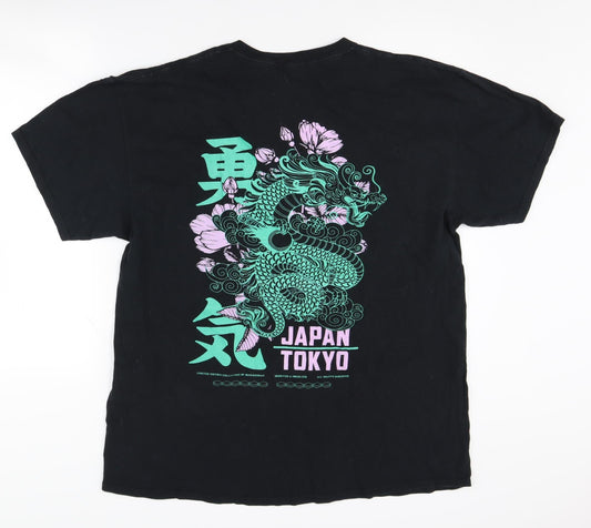 boohooMAN Black Graphic Print T-Shirt Men S