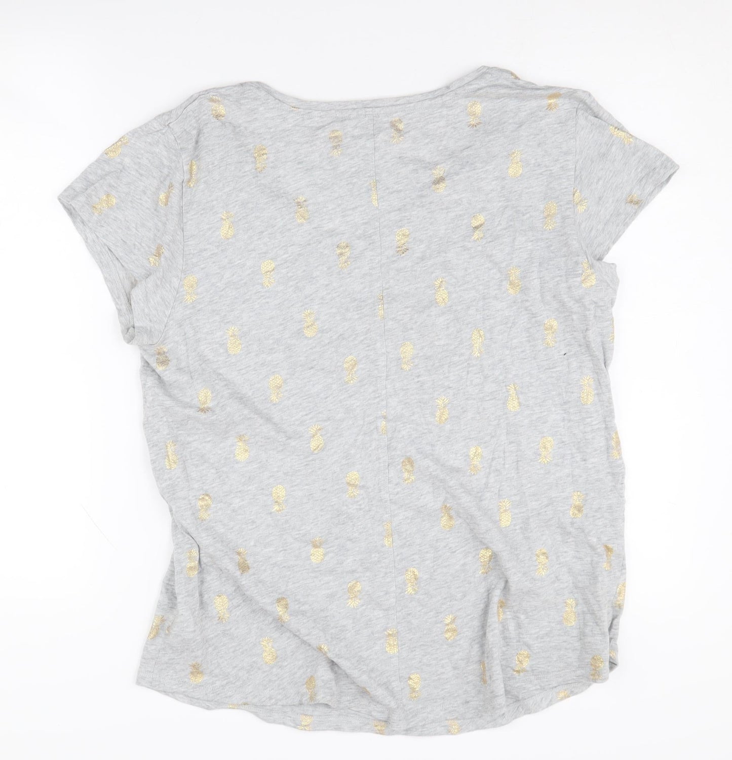Gap Women’s Grey Glitter Pineapple Easy Tee T-Shirt XL