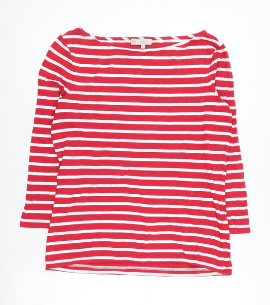 Hobbs Women's Red 3/4 Sleeve Striped Top, Size M