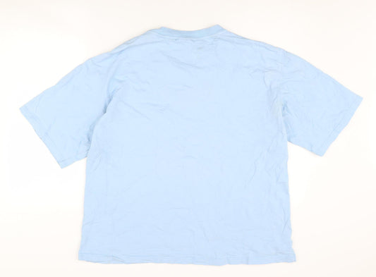 Fila Men's Blue Cotton Crew Neck Logo T-Shirt Size L