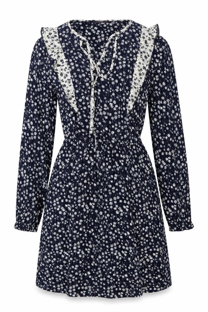 MH Women's Blue Floral Knee Length Shift Dress S