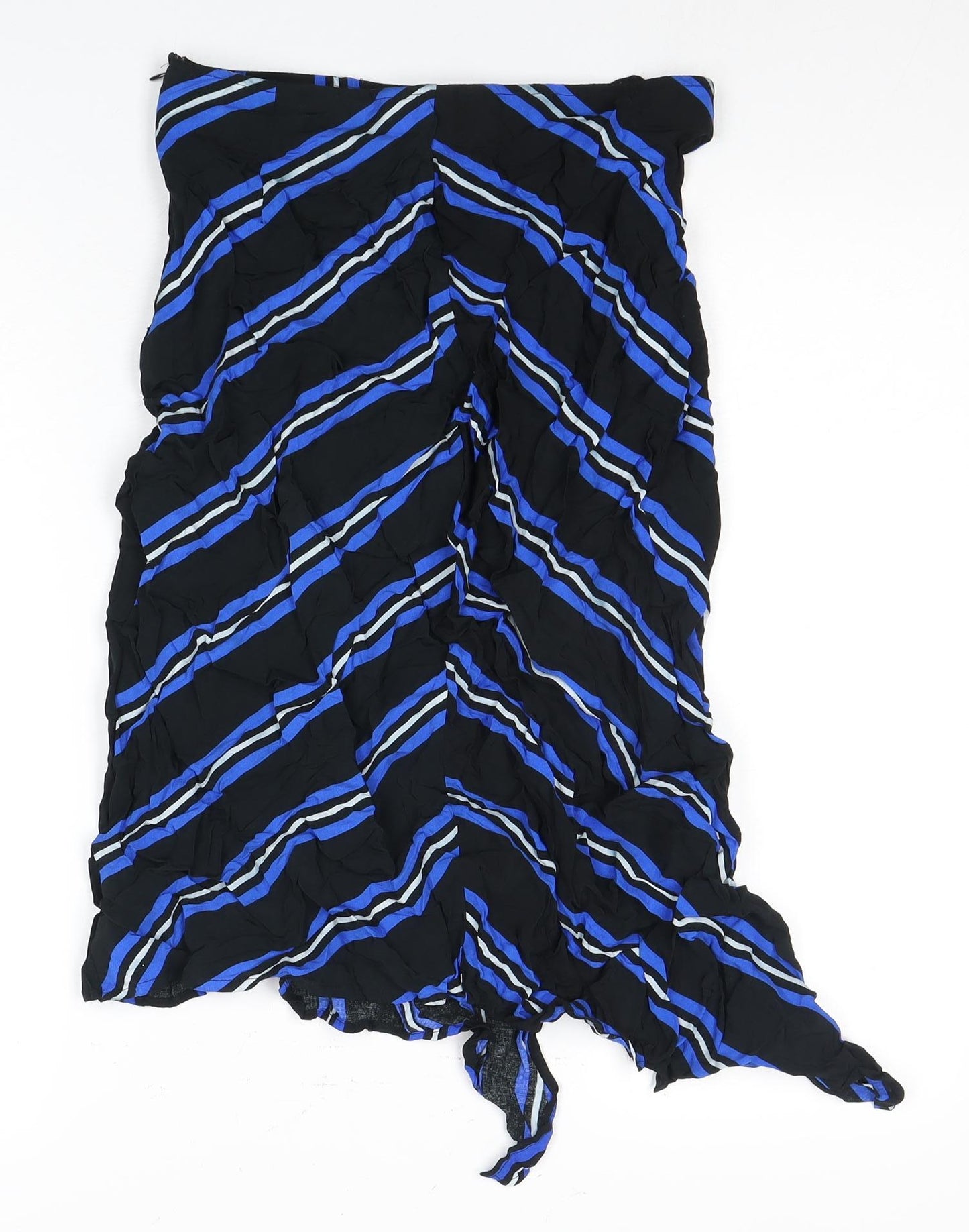 Mango Women's Black Blue Striped Skirt Size 12