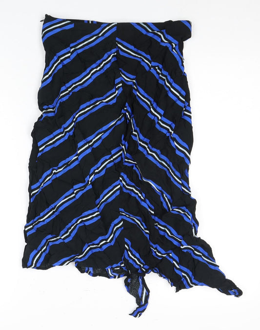 Mango Women's Black Blue Striped Skirt Size 12