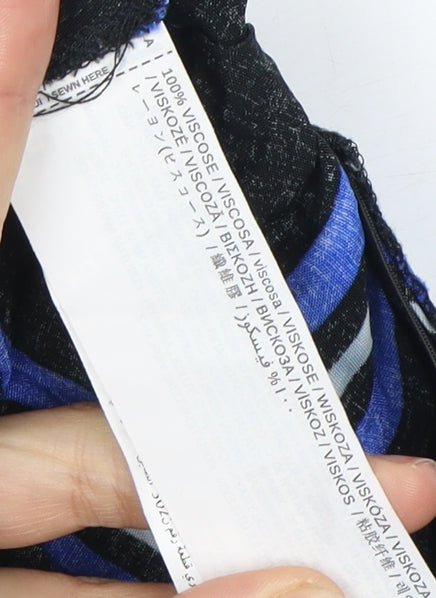 Mango Women's Black Blue Striped Skirt Size 12