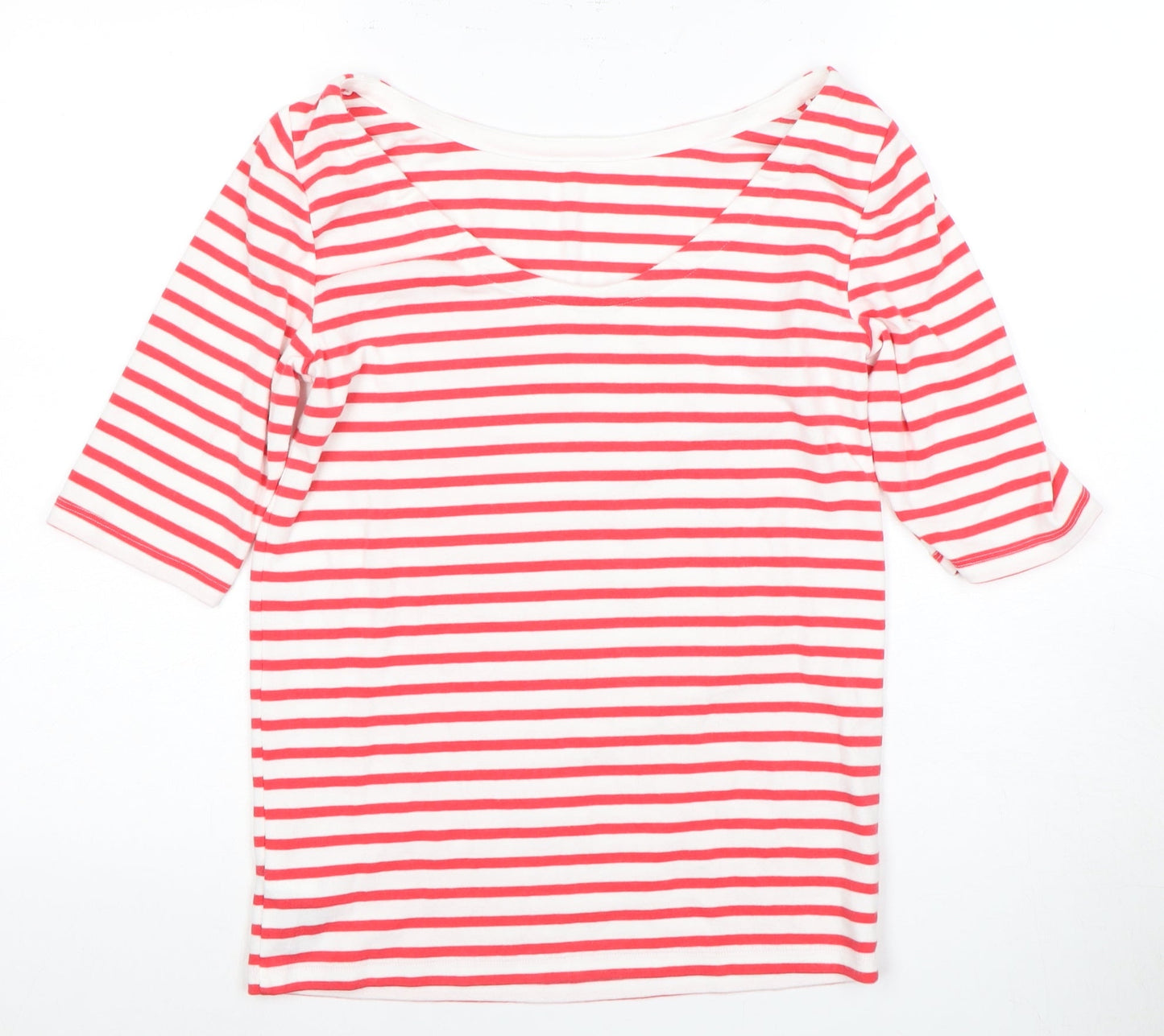GAP Women's Red Striped T-Shirt, Size L, 3/4 Sleeve