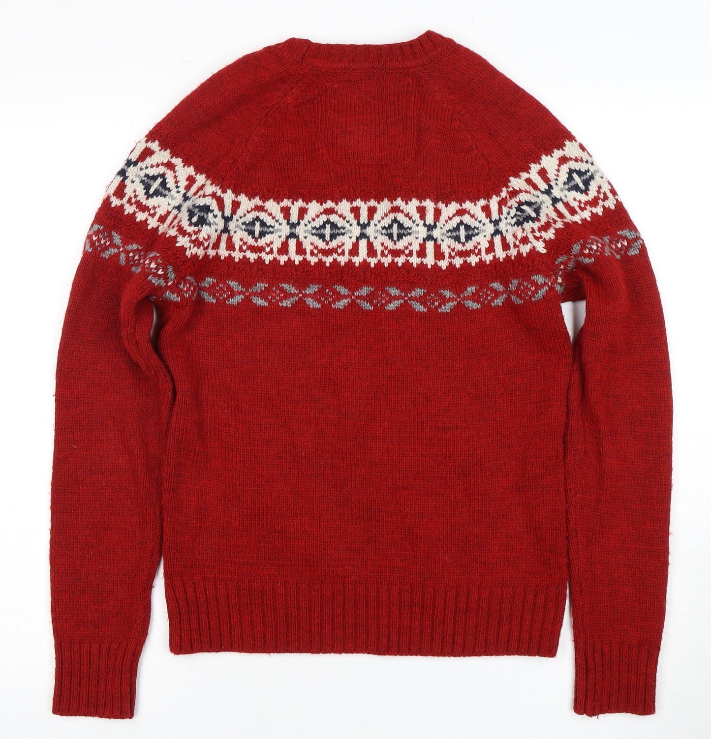 Superdry Men's Red Fair Isle Knit Jumper, Size S