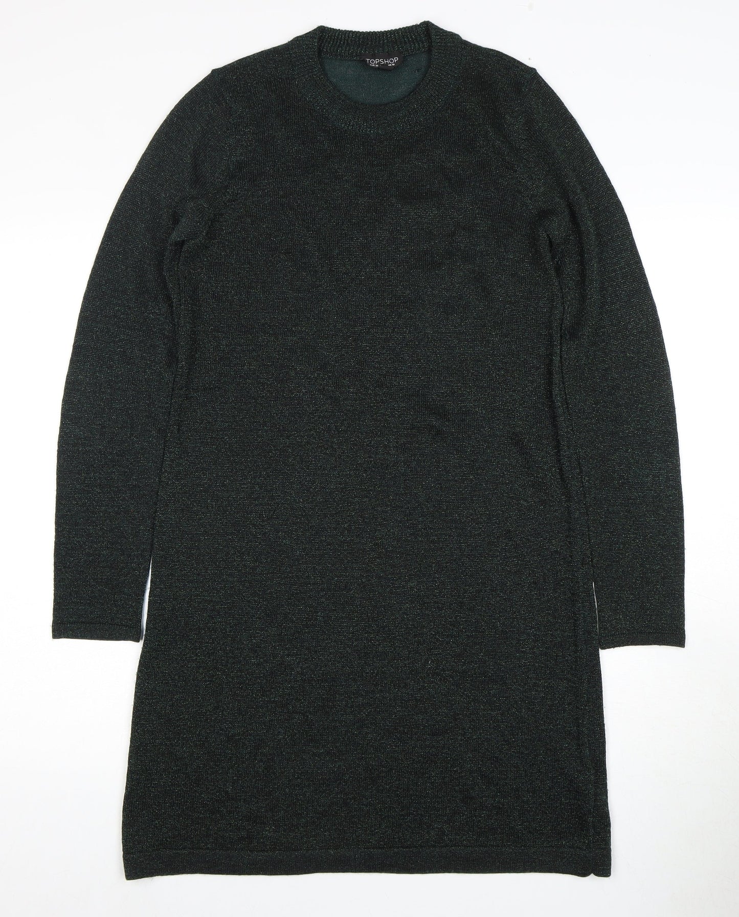 Topshop Women Green Knit Pullover Dress Size 10