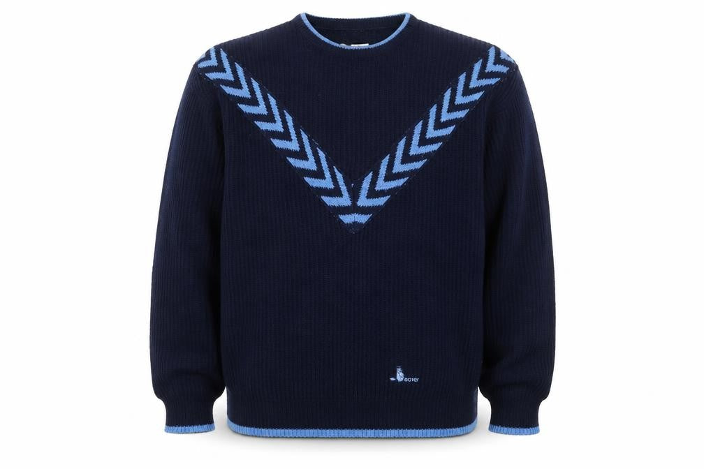 Beaver Pro Men's XL Blue Pullover Jumper, Geometric Knit