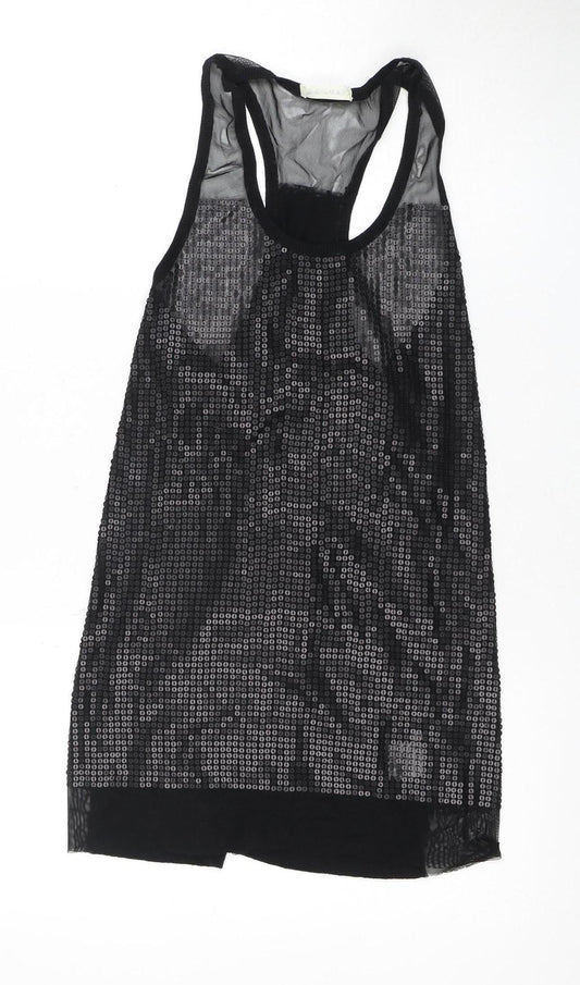 Whistles Women's Black Sequin Sleeveless Tank M