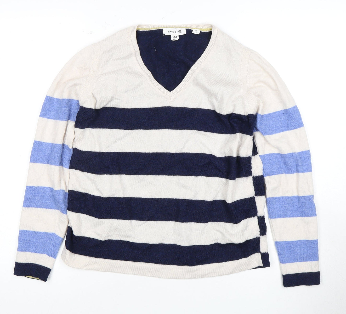 White Stuff Women's Multicoloured Stripe Pullover Jumper 16
