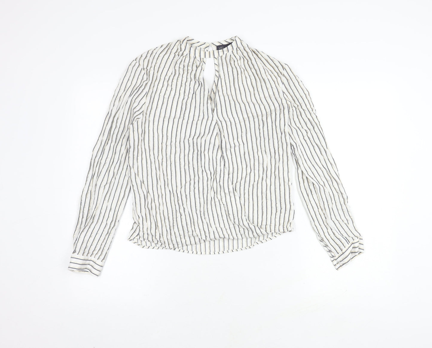 Marks and Spencer Women's Ivory Striped Top Size 8