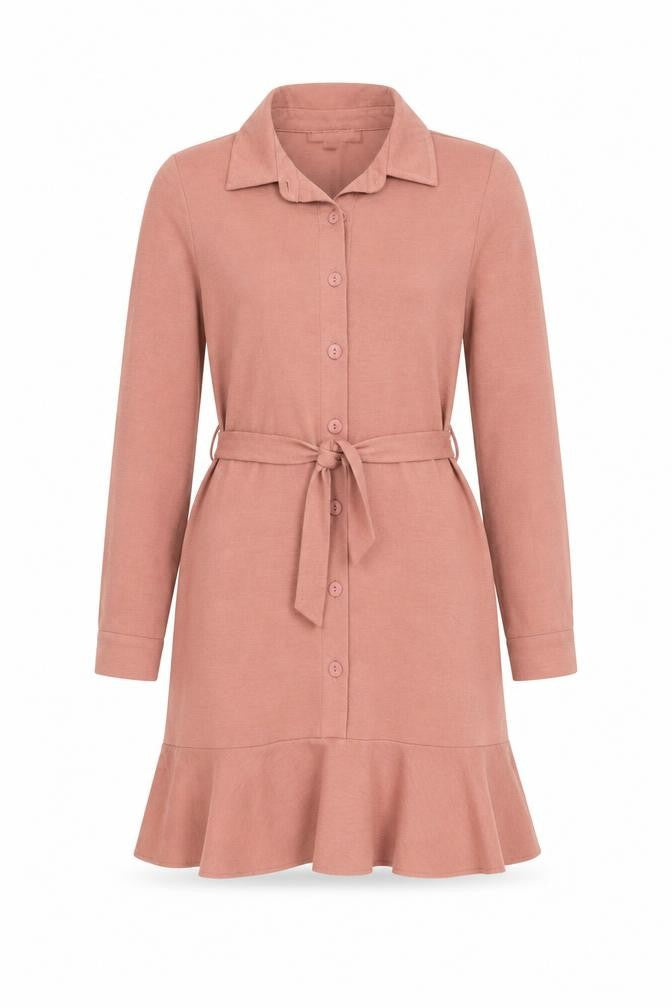 Front view of Miss Selfridge Women Pink Shirt Dress UK 8 Petites