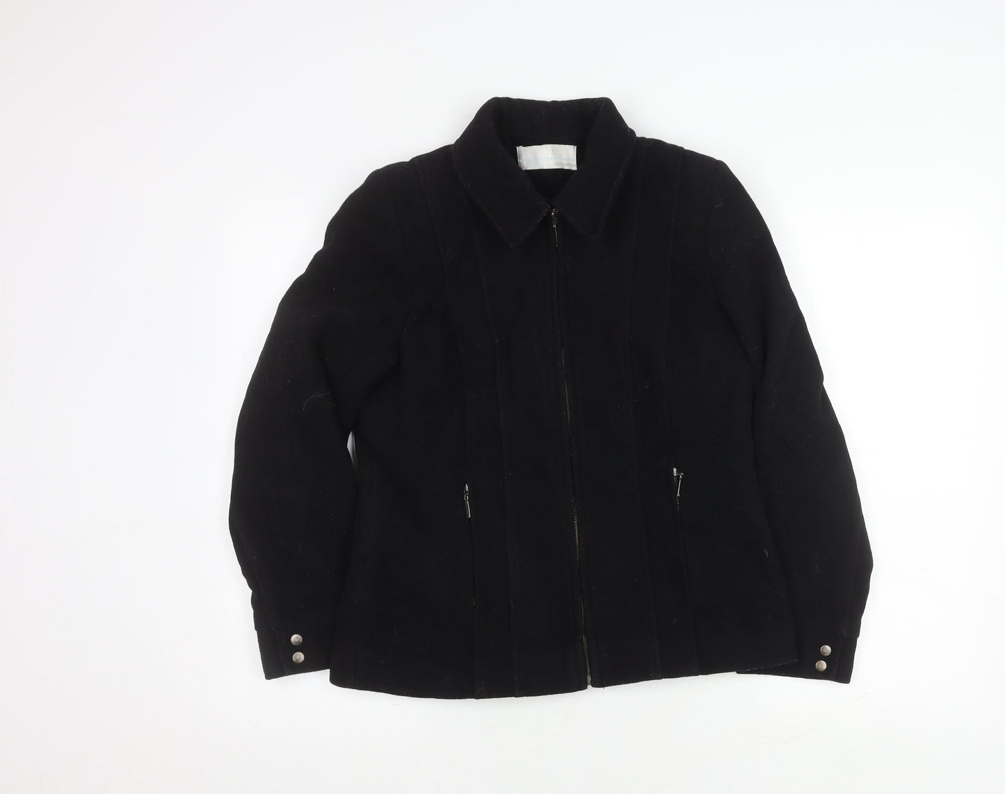 Amaranto Women's Black Wool Zip Jacket Size 10