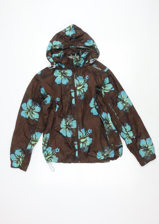 TOG24 Women's Brown Floral Rain Coat Size 12