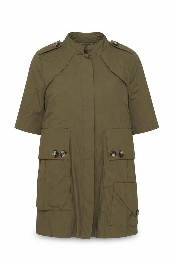 Zara Women's Brown Military Jacket L Size, Buttoned Casual