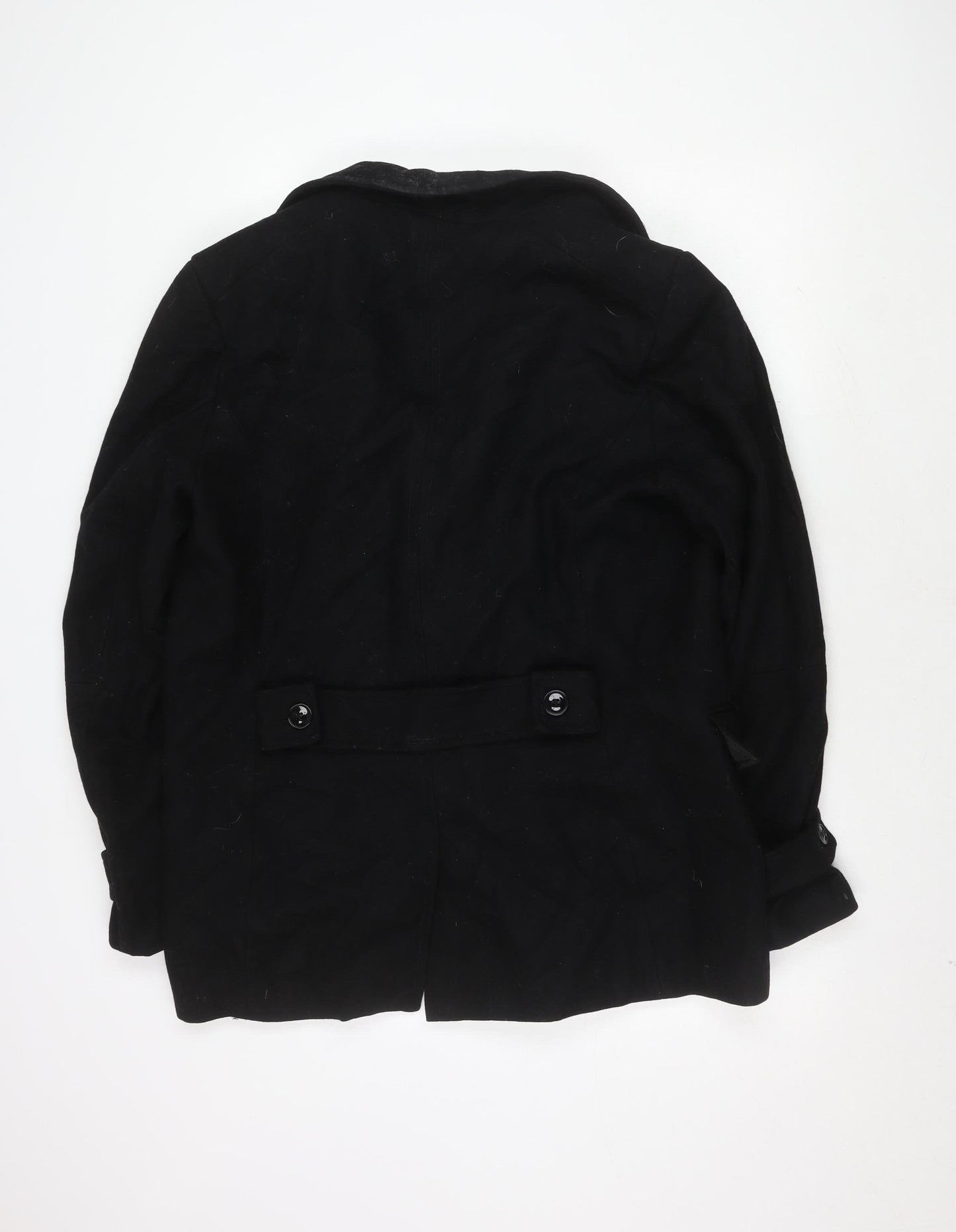H&M Men's Black Wool Blend Coat, Size 44 Regular Fit
