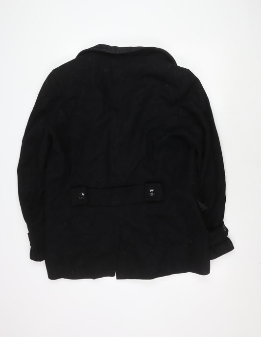 H&M Men's Black Wool Blend Coat, Size 44 Regular Fit