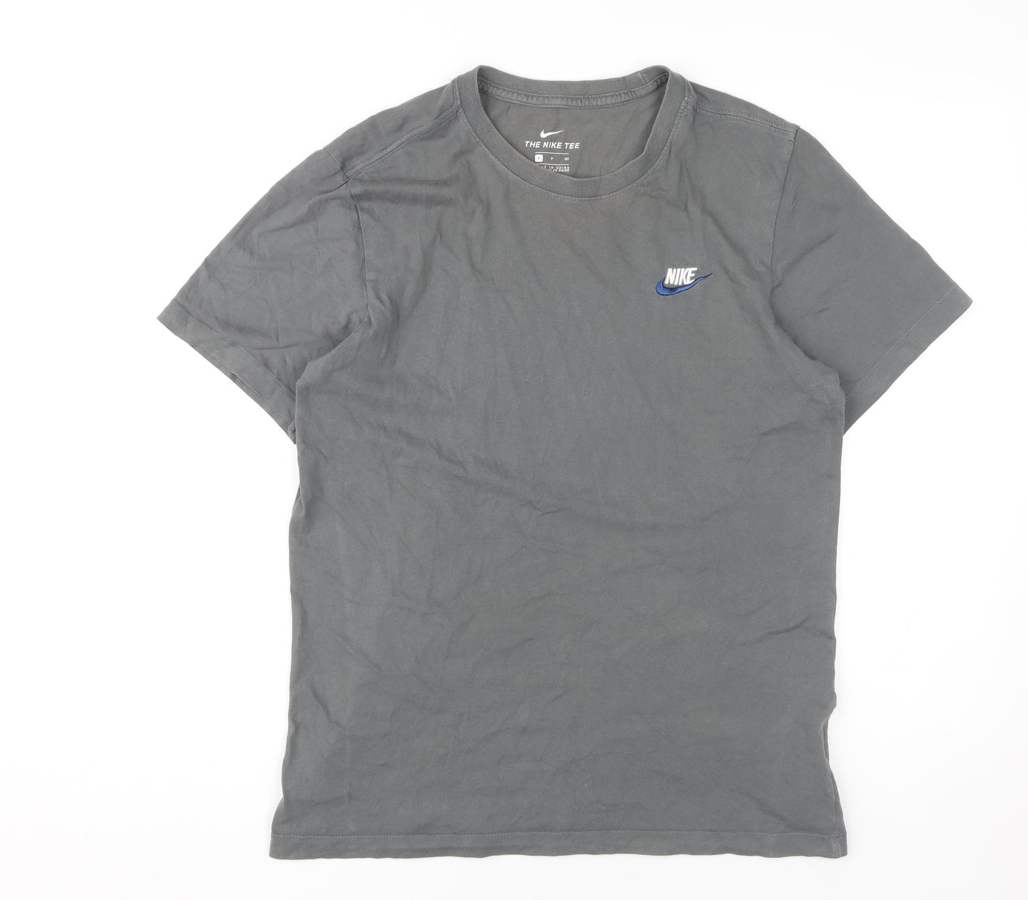 Nike Men's Grey Crew Neck T-Shirt, S, Cotton, Logo