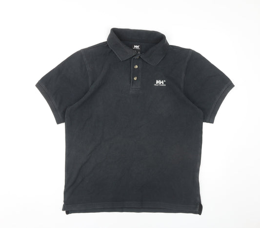 Helly Hansen Men's Black Polo, Medium, Short Sleeve