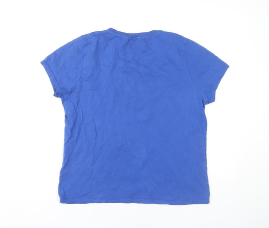Wrangler Women's Blue Crew Neck T-Shirt - Medium