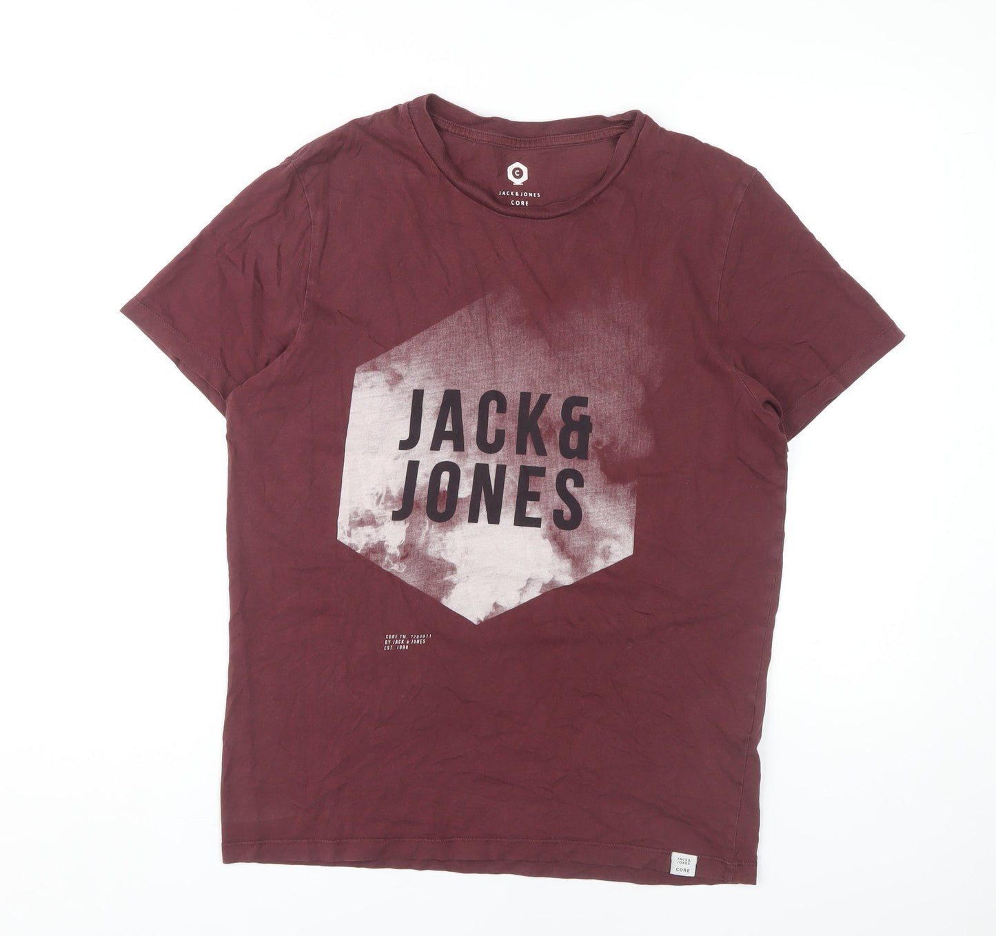 Jack & Jones Men's Red Graphic Print T-Shirt - Medium