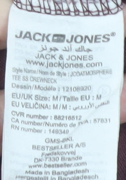 Jack & Jones Men's Red Graphic Print T-Shirt - Medium