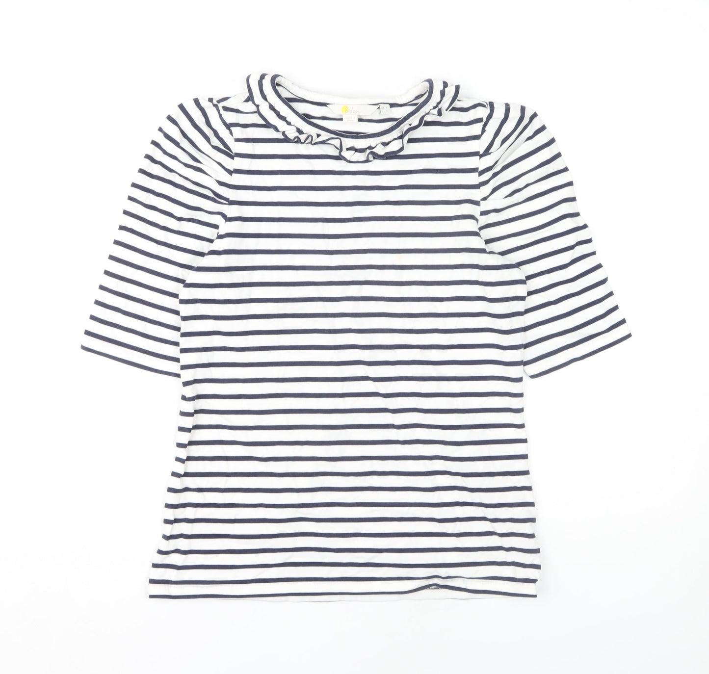 Boden Women's White Striped 3/4 Sleeve Top, Size 8