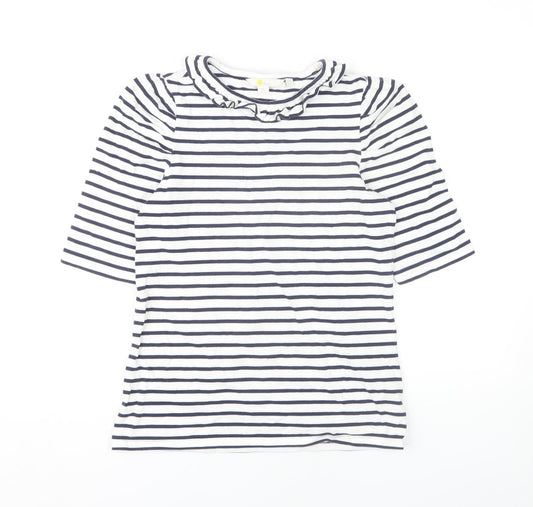 Boden Women's White Striped 3/4 Sleeve Top, Size 8