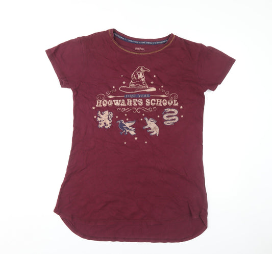 Harry Potter Unisex Adults Red Hogwarts T-Shirt S