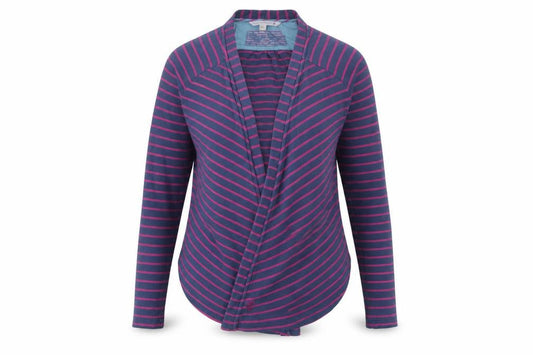 FatFace Women’s Multicoloured Cotton Striped Open Front Wrap Cardigan Size 10