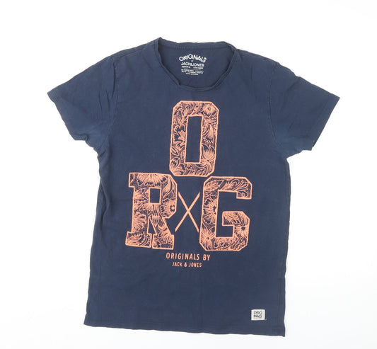 Jack & Jones Men's Blue M Graphic Cotton T-Shirt