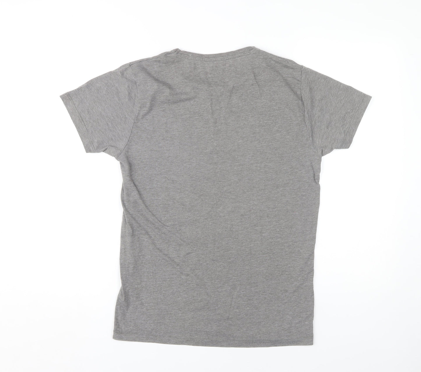 Jack & Jones Men's Grey Graphic T-Shirt, Size M, Crew Neck