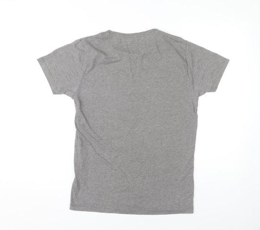 Jack & Jones Men's Grey Graphic T-Shirt, Size M, Crew Neck