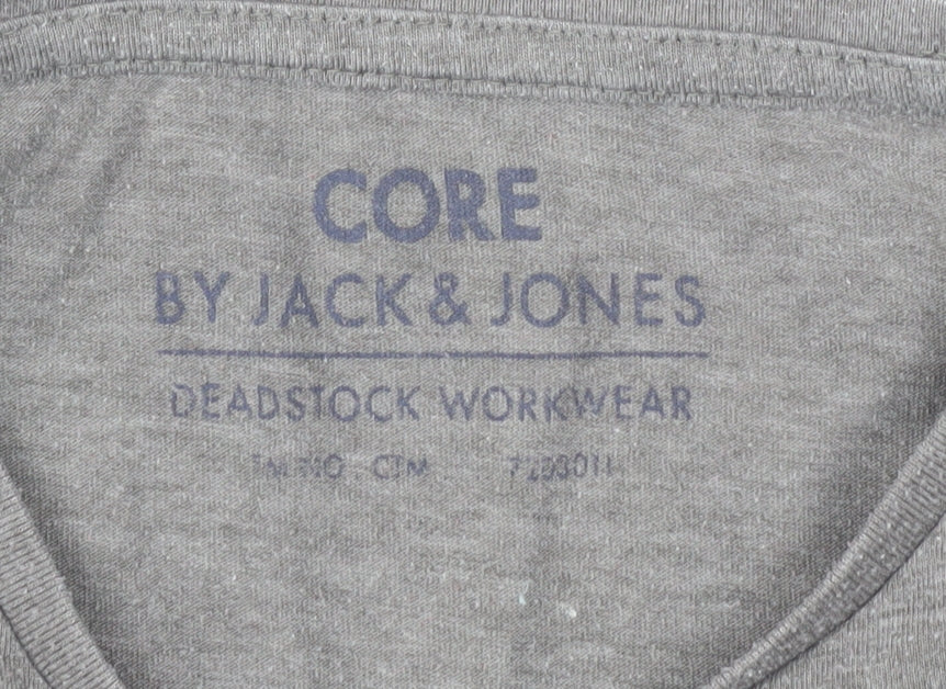 Jack & Jones Men's Grey Graphic T-Shirt, Size M, Crew Neck