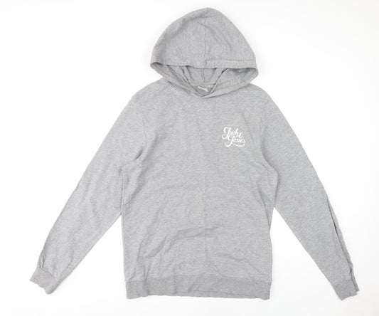 Jack & Jones Men's Grey Pullover Hoodie, L