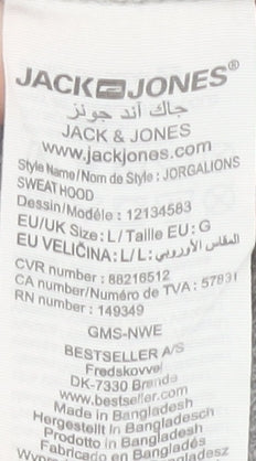 Jack & Jones Men's Grey Pullover Hoodie, L