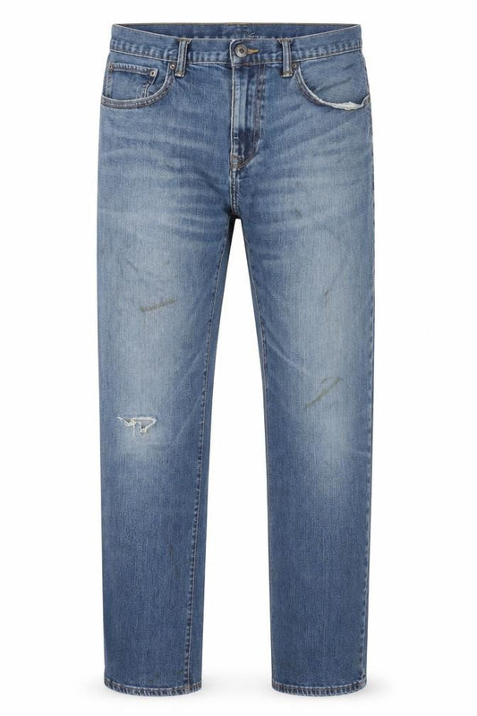 Gap Men's Blue Straight Jeans, Size 36, Distressed Style