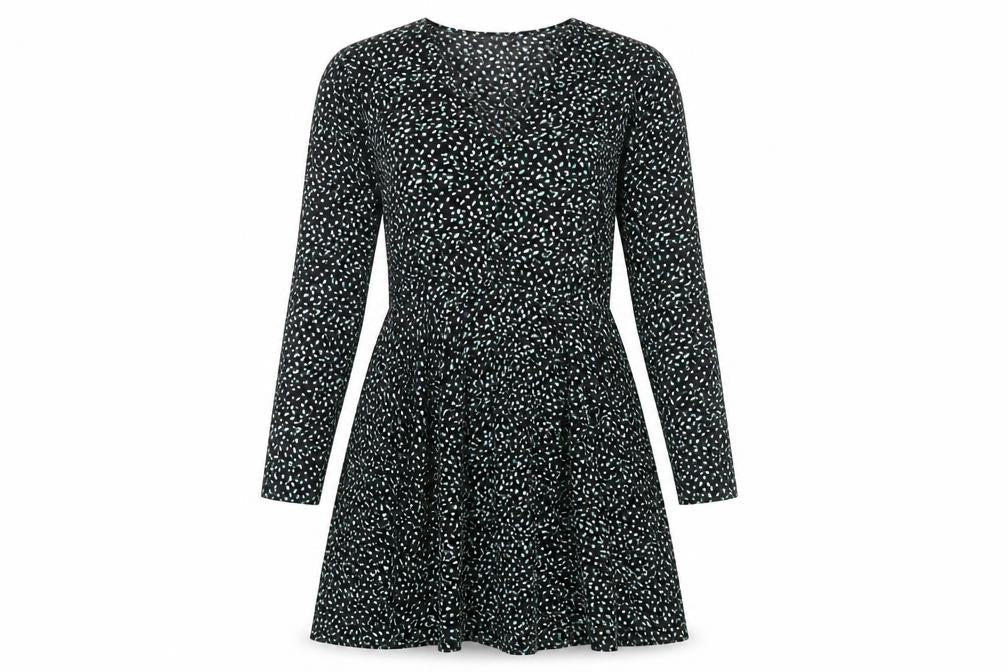 Next Women's Black Dress Size 10 Long Sleeve V-Neck