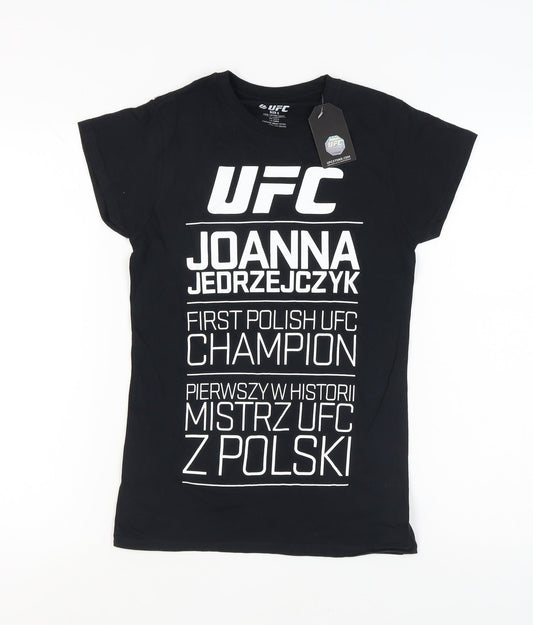 UFC Women's Black Crew Neck T-Shirt Size S - Casual Style