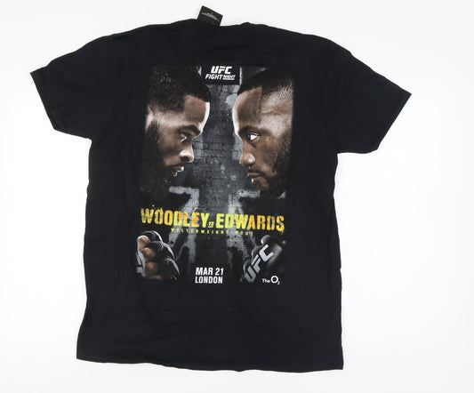 UFC Men's Black Cotton London Graphic T-Shirt Size L