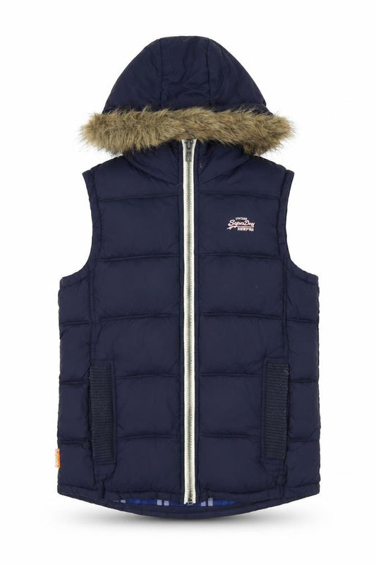 Womens UK Size S Regular Superdry Blue Nylon Waistcoat