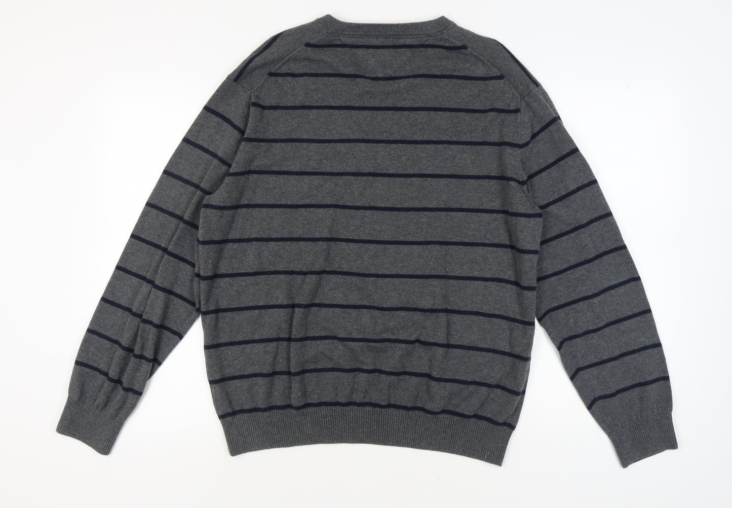 Tommy Hilfiger Men's Grey XL Striped Pullover Jumper