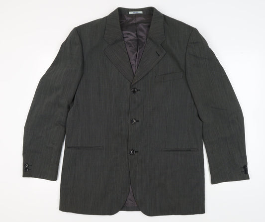 Kenzo Men's Grey Striped Suit Jacket UK 44, Classic Formalwear