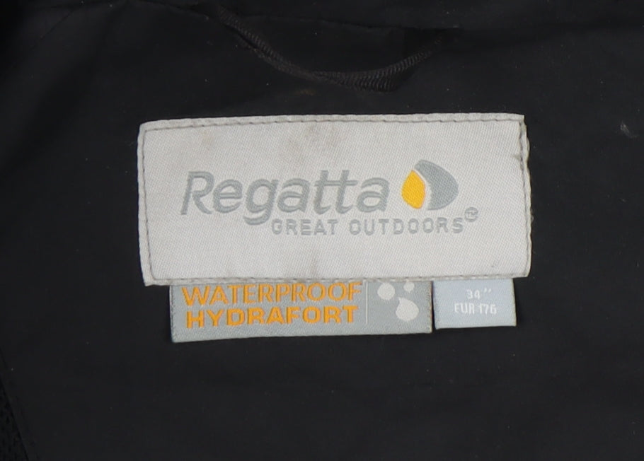 Regatta Men's Black Waterproof Rain Coat, Size 34, Outdoor Hiking