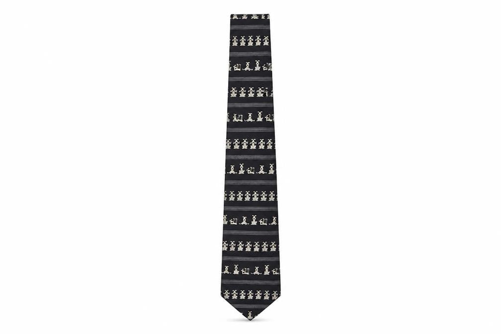 Marks & Spencer Men's Black Silk Tie, Geometric Pattern