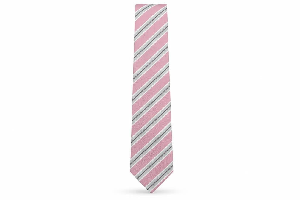 Marks and Spencer Men's Pink Striped Silk Tie