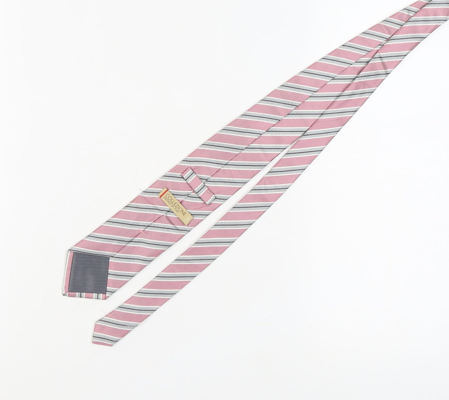 Marks and Spencer Men's Pink Striped Silk Tie