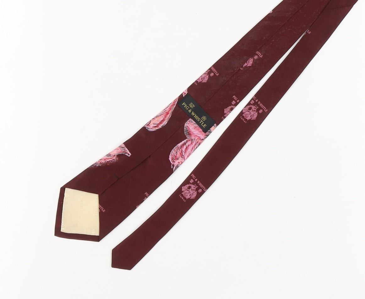 Pig & Whistle Men's Red Silk Animal Print Tie